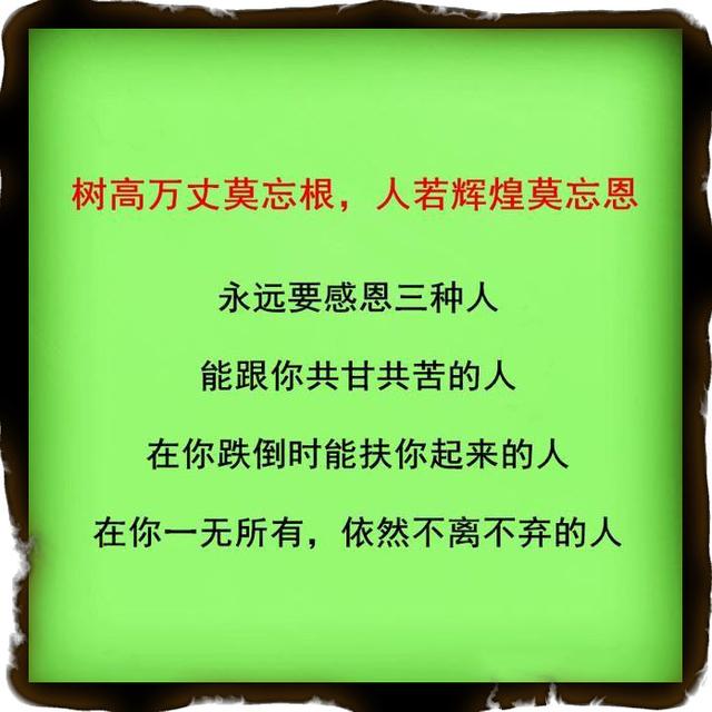 树高万丈莫忘根,人若辉煌莫忘恩,做人要懂得感恩