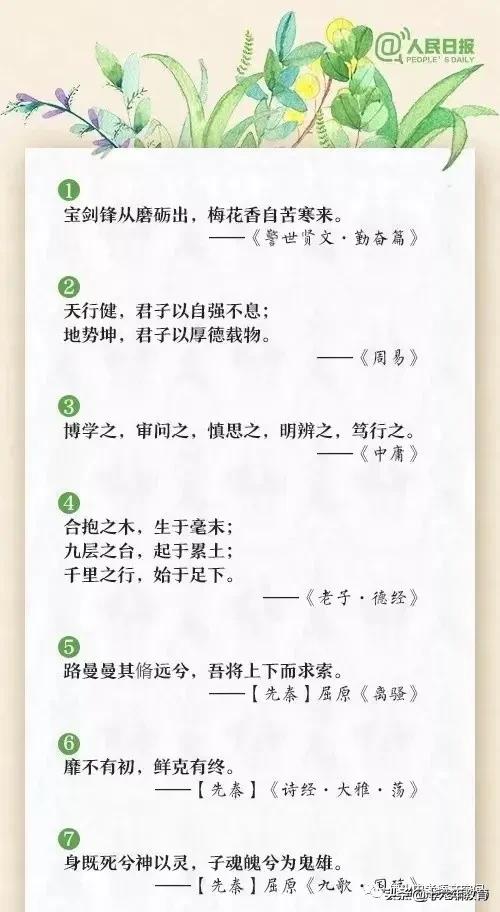 人民日报推荐：60句励志古文名句