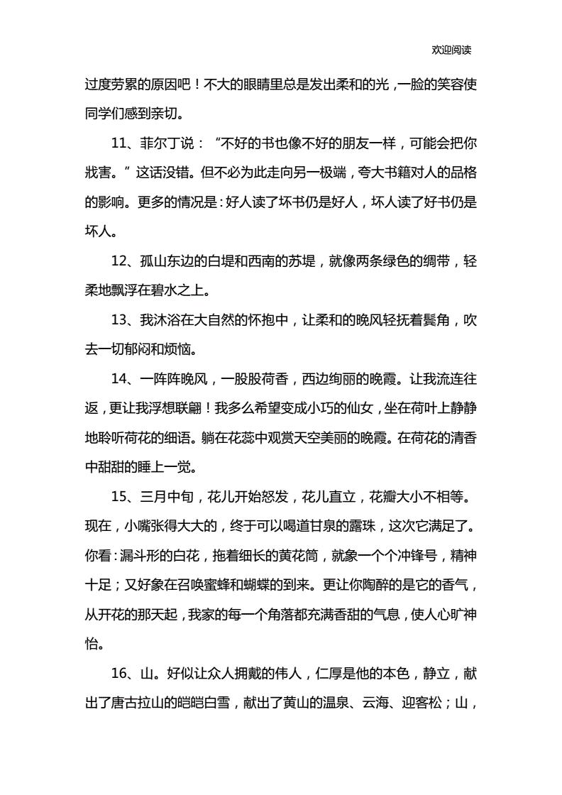 六年级优美句子摘抄大全集_(佳句摘抄)