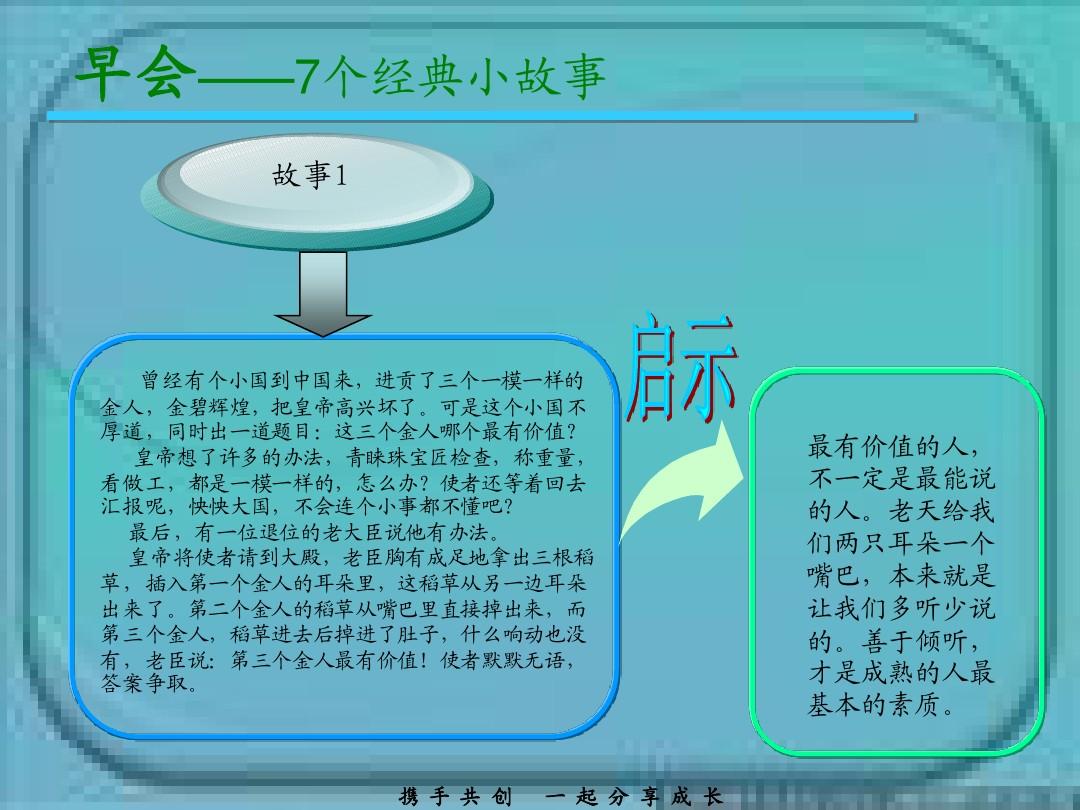 励志小故事晨会分享危机【70个晨会激励哲理小故事】